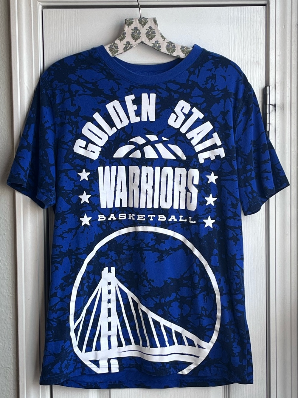 NBA Golden State Warriors Tee Royal Blue Navy Blue White Graphics Size M
